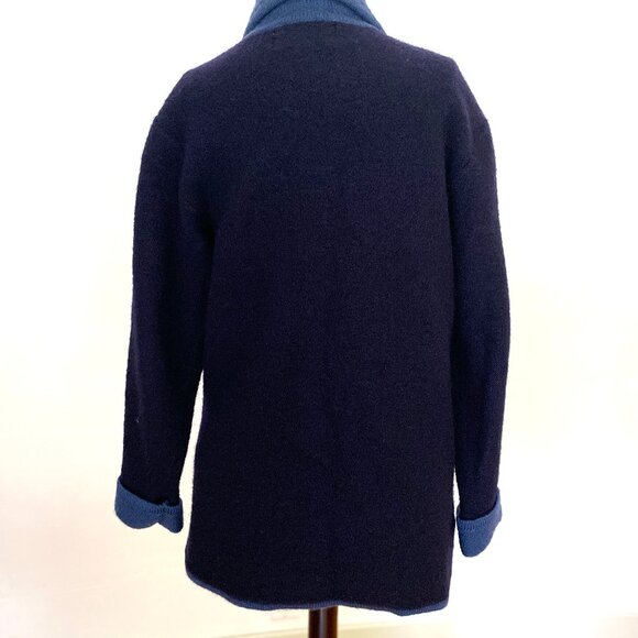 Vintage Pickett & Smith Black and Navy Wool Zipper Jacket, Size Medium - Picture 9 of 14